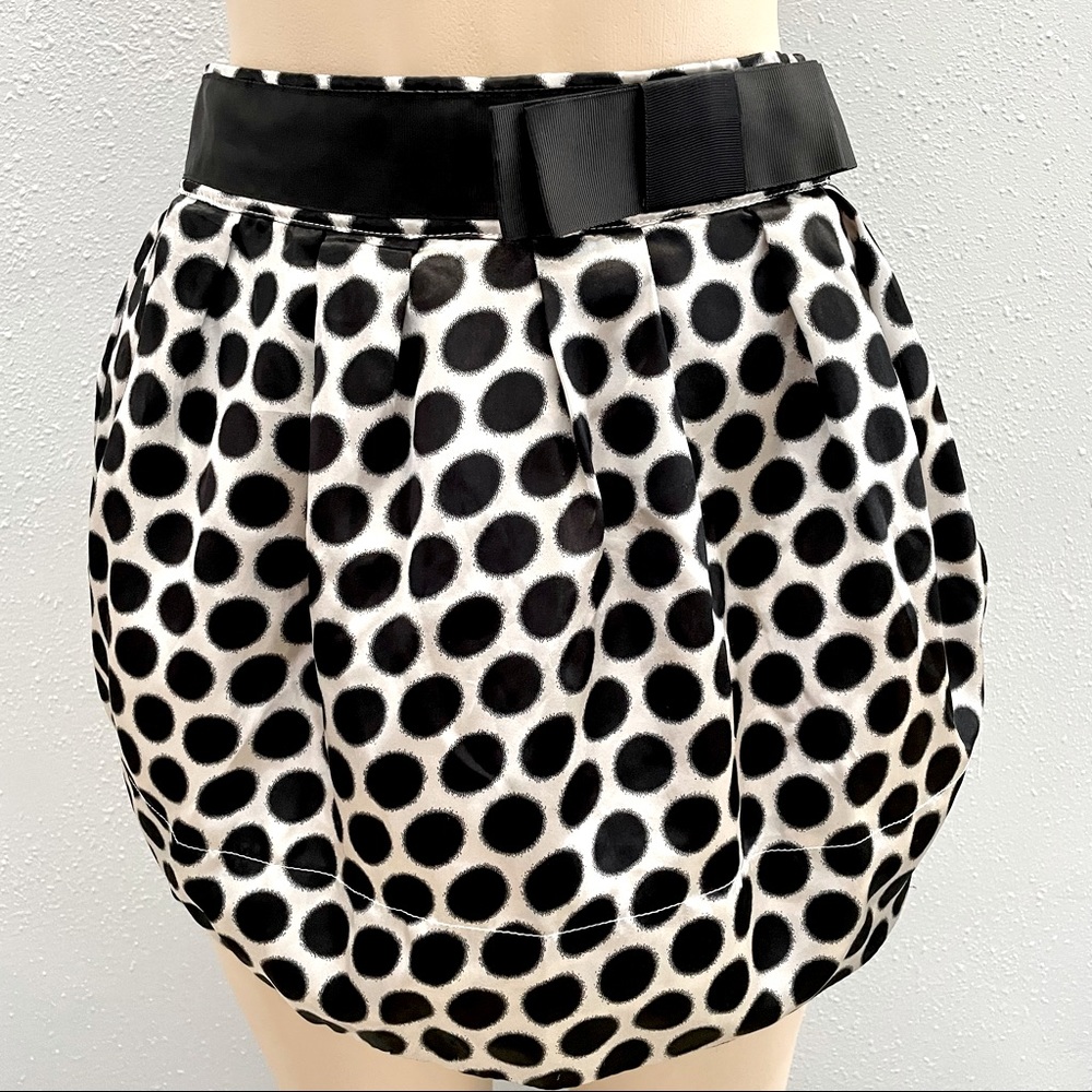 Satin polka dot mini skirt